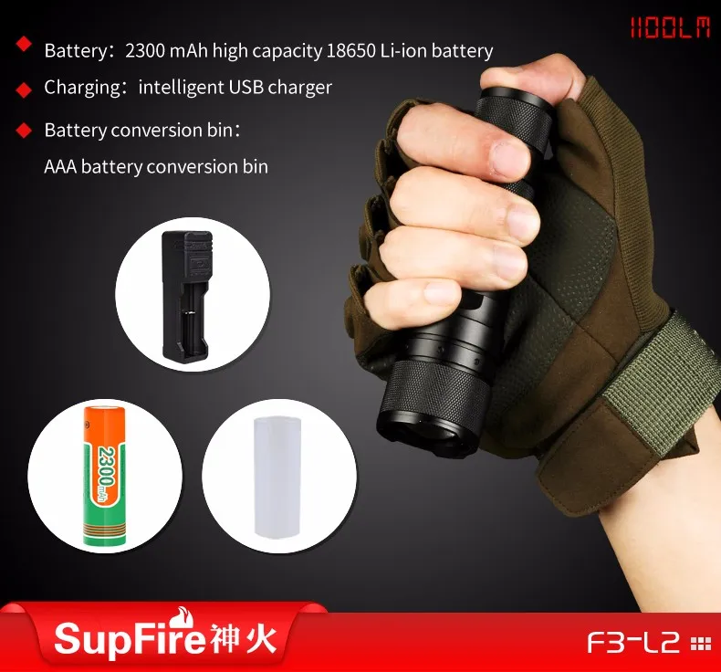 Мощный светодиодный фонарь Supfire F3-L2 Масштабируемые вспышки света мини Linterna Фонарик светодиодный для Nitecore Olight Surefir Fenix Nicron Фонари A034