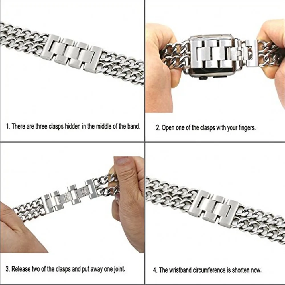 

Metal Chain Bracelet for Apple Watch SE Band Series 6 5 4 3 2 Stainless Steel Strap for iWatch 40mm 44mm 38mm 42mm Wrist Belt