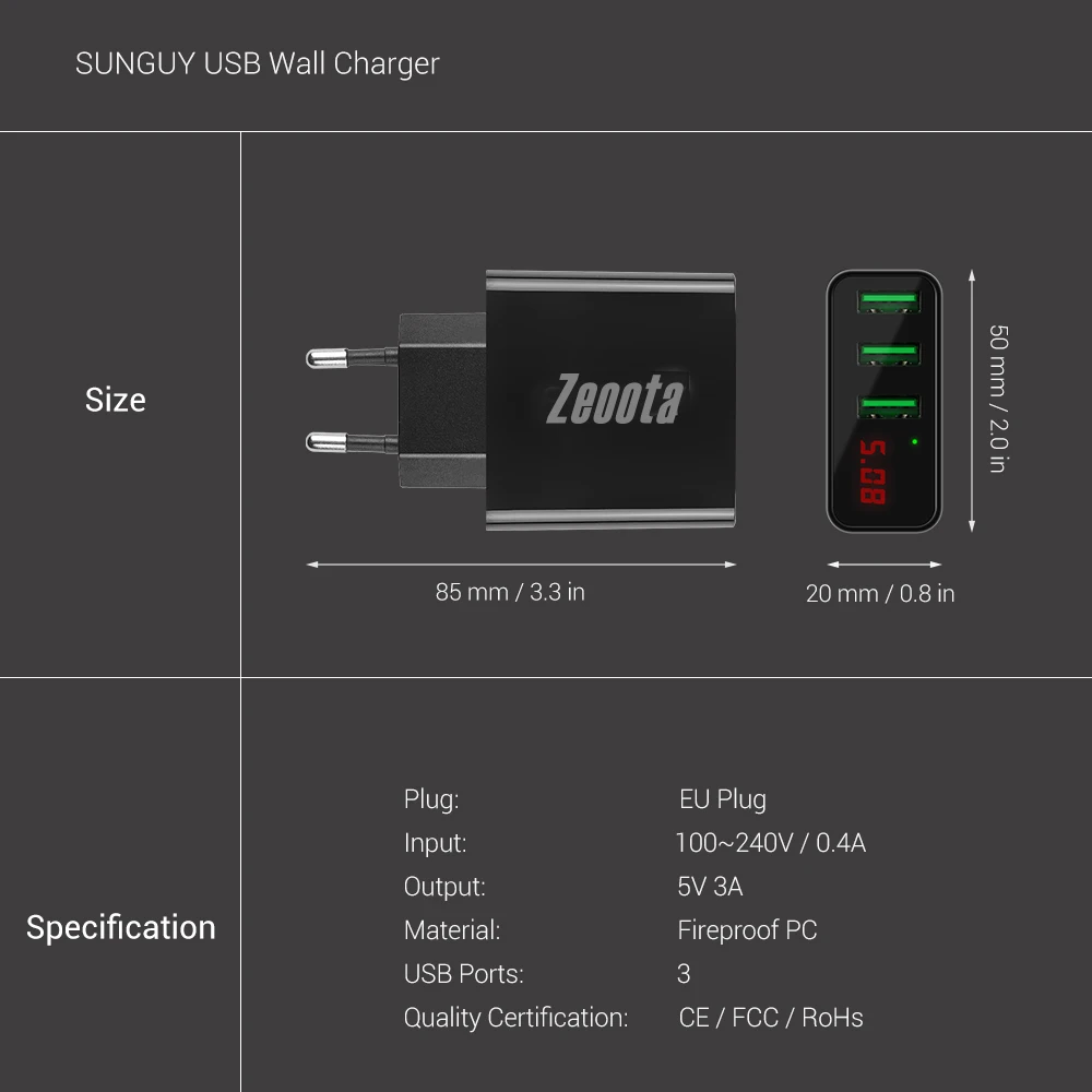 Зарядное устройство для мобильного телефона, USB настенный адаптер питания, светодиодный дисплей, штепсельная вилка европейского стандарта 2.4A, умный адаптер быстрой зарядки для IPhone, samsung, Xiaomi, huawei