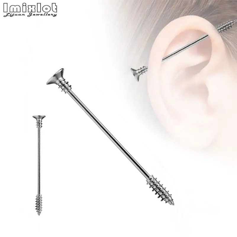 1 шт. модный винт со стрелками промышленный Штанга Для Пирсинга Ушей серьги для