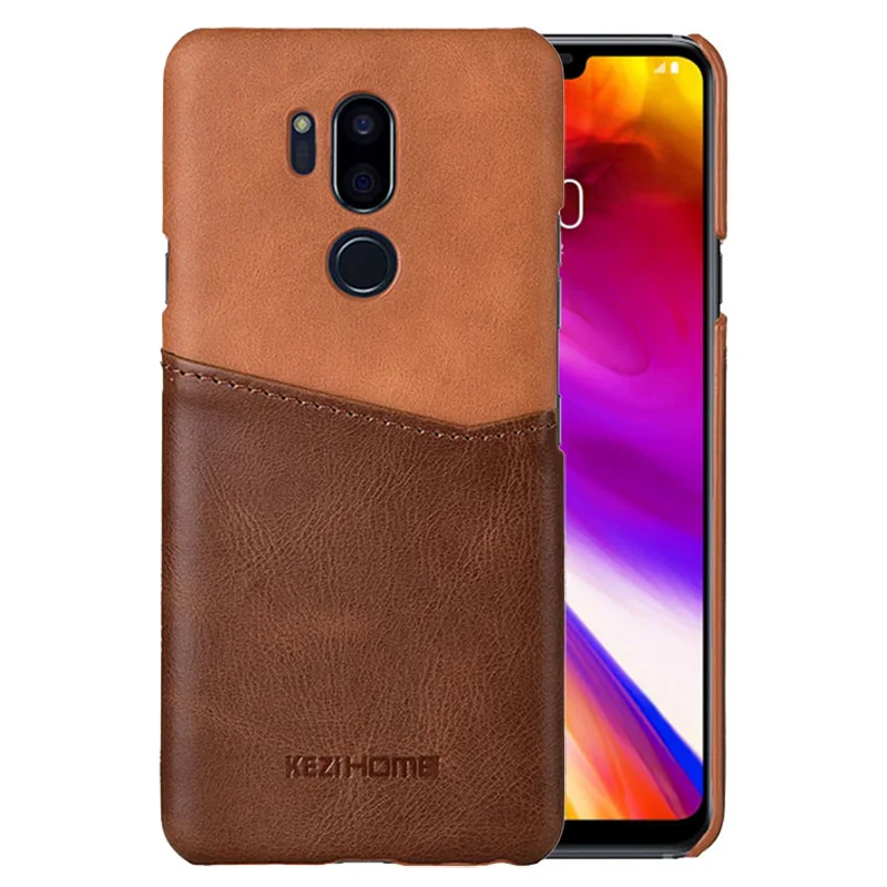 Для LG G7 чехол thinq двухцветная винтажная вставка карта натуральная кожа задняя