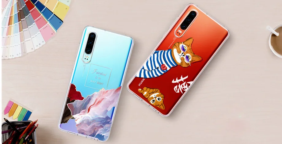 HUAWEI P30 P30 Pro, прозрачный чехол, мягкий TPU, цветная, полная прозрачная защита, задняя крышка, оболочка для P30/P30 Pro