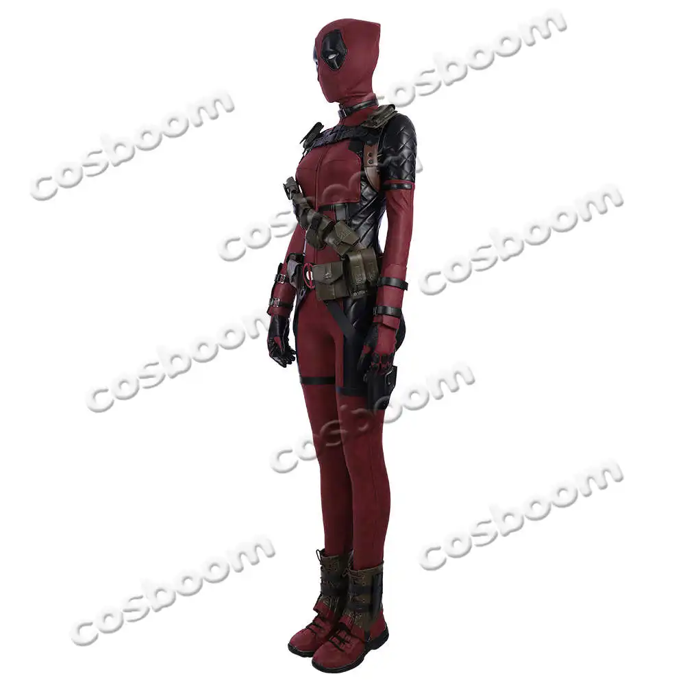 COSBOOM для дам костюм с принтом Deadpool взрослых женщин Женский супергероя красный