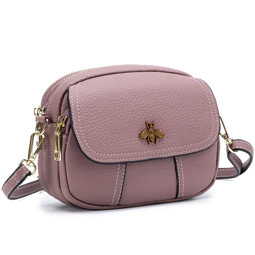 light purple Новая модная женская сумка-мессенджер из коровьей кожи, маленькая сумка через плечо, Женская мини-сумка, дизайнерская Брендовая женская сумка через плечо - Цвет: light purple