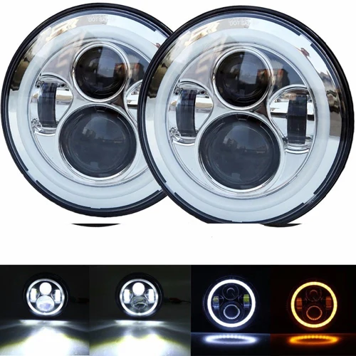 40W halo chrome 7-дюймовый автомобильный светильник светодиодный головной светильник для Lada 4x4 DRL 7 ''Halo передняя фара w/дневной ходовой светильник s для Jeep Jk Nissan Patrol Y60 - Цвет: 40W halo chrome