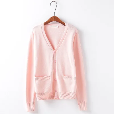 Pink Японский кардиган JK с длинным рукавом, свитер с v-образным вырезом для красивых милых молодых девушек, женская одежда для косплея Лолиты, зимний костюм - Цвет: Pink