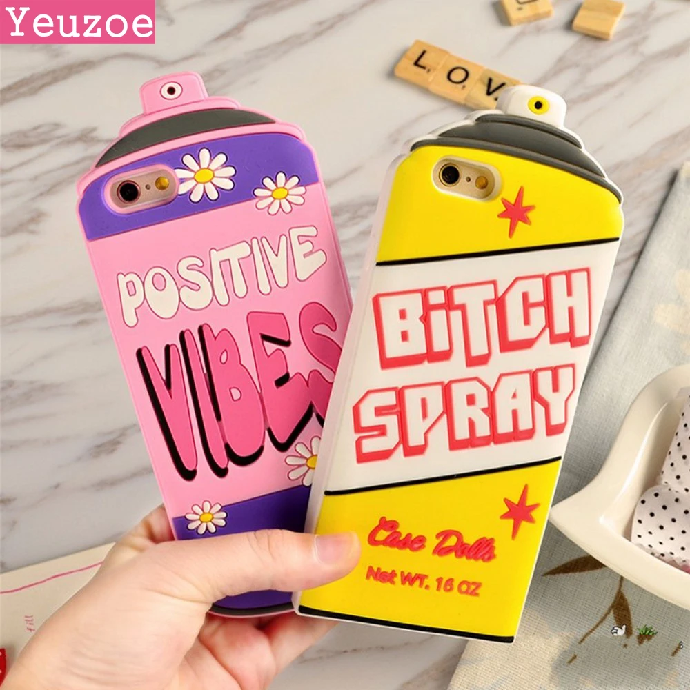 Yeuzoe Новый Postive Vibes бутылка репеллент сука спрей 3D силиконовый чехол для iphone 6 Чехол