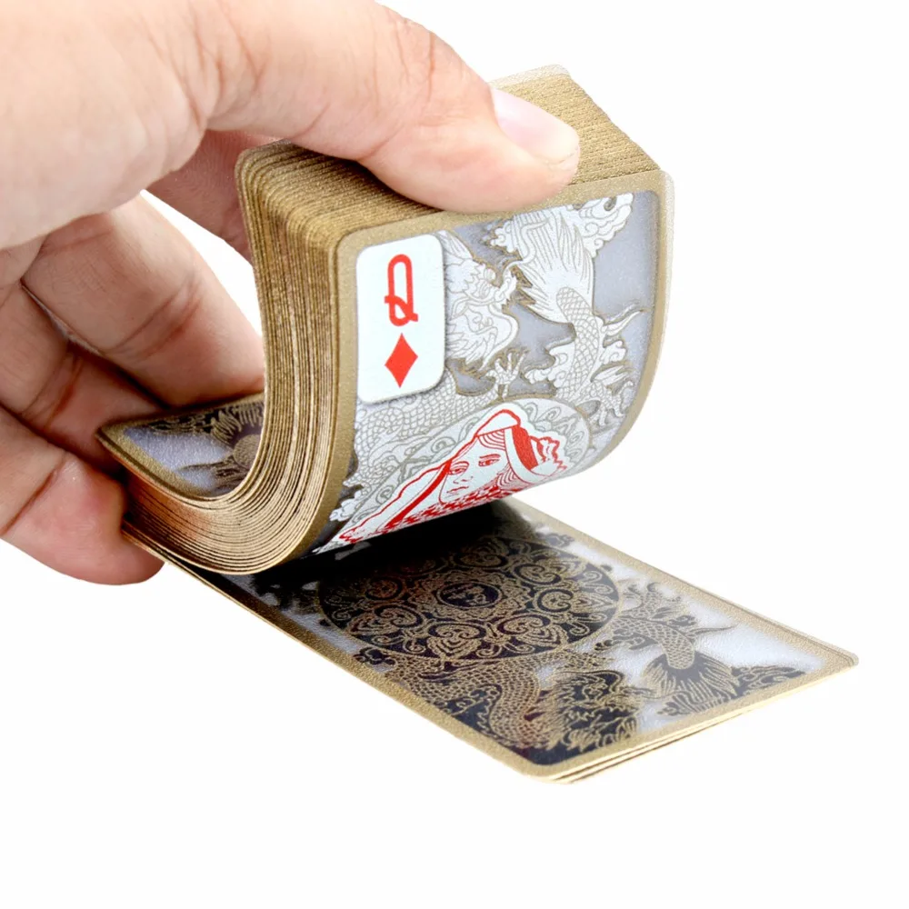 Водонепроницаемый прозрачный ПВХ покер позолоченные золотые фольги пластиковые