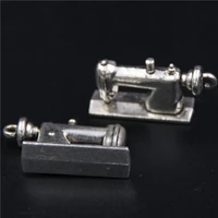 5pcs silver plated retro sewing machine charm earrings necklaces diy handmade jewelry alloy pendants 3016mm a346