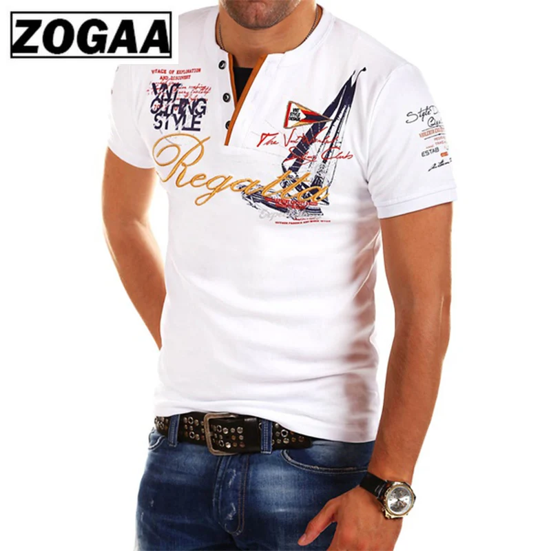 Мужская модная рубашка поло с коротким рукавом однотонная Повседневная ZOGAA 2018