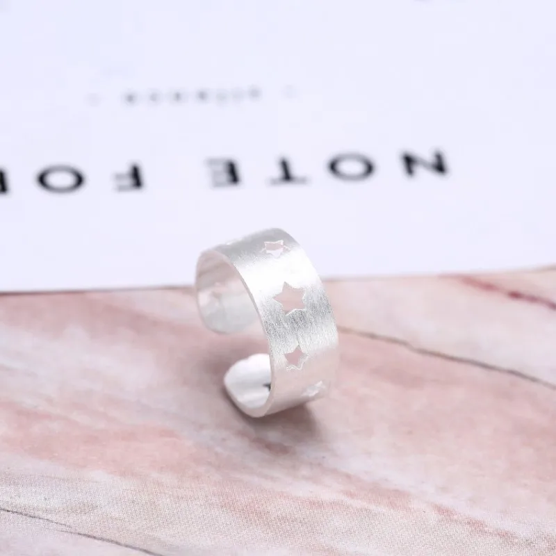

Creative Fashion Korean Style Temperament 925 Sterling Silver Jewelry Hollow Five Pointed Star Personality Opening Rings SR195