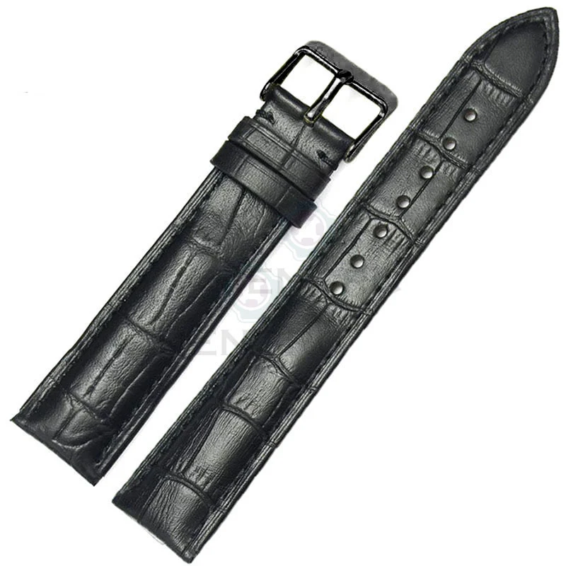 Black black buckle Ремешки для наручных часов натуральная мужские наручные часы с кожаным ремешком Ремешок Модные женские туфли мягкий браслет 18 мм 19 20 21 22 24 ремень аксессуары - Цвет ремешка: Black black buckle