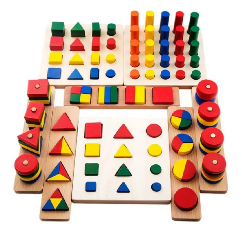 

Montessori Wooden Oyuncak Shape Matching 8 In 1 Set Cylinder Educational Blocks Toys For Children Brinquedos Juguetes Brinqued59