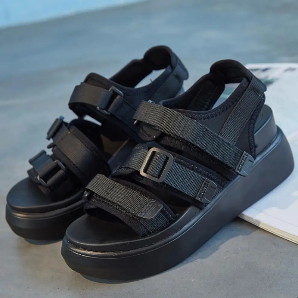 Женские сандалии на липучке Koovan летние римские толстой подошве пляжная обувь для