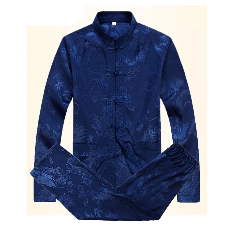 Костюм кунг фу мужской с длинным рукавом китайский традиционный костюм дракона