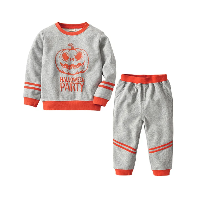 

Children Clothing Sets 2018 Autumn Winter O-neck Halloween Pumpkin Tops Pure Cotton Long Sleeve Kids Boys Two Piece Suits CLS209