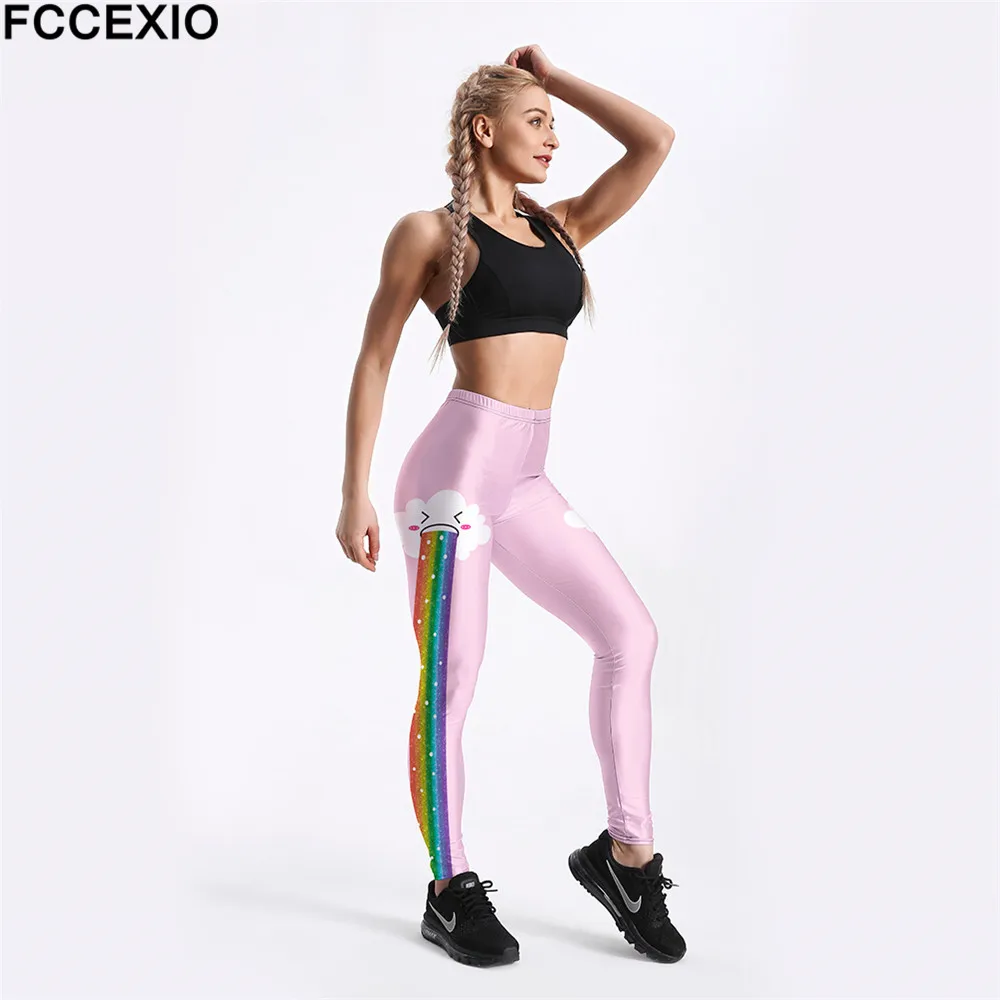 FCCEXIO новые леггинсы для тренировок фитнеса с высокой талией милые объемным