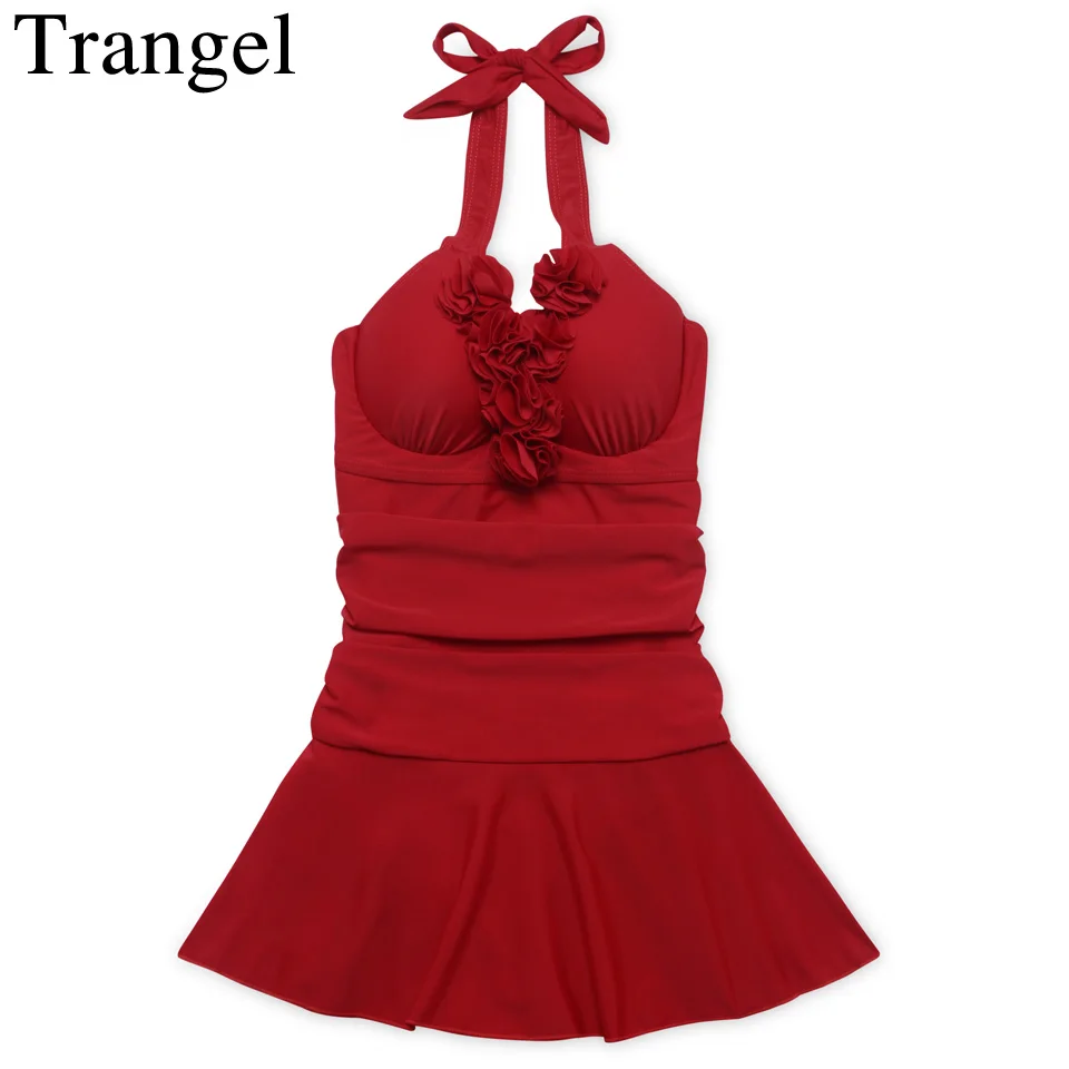 Женский купальник Trangel однотонный бикини с пуш апом 2019|skirt swim|sport swimming suits womenswim sport |