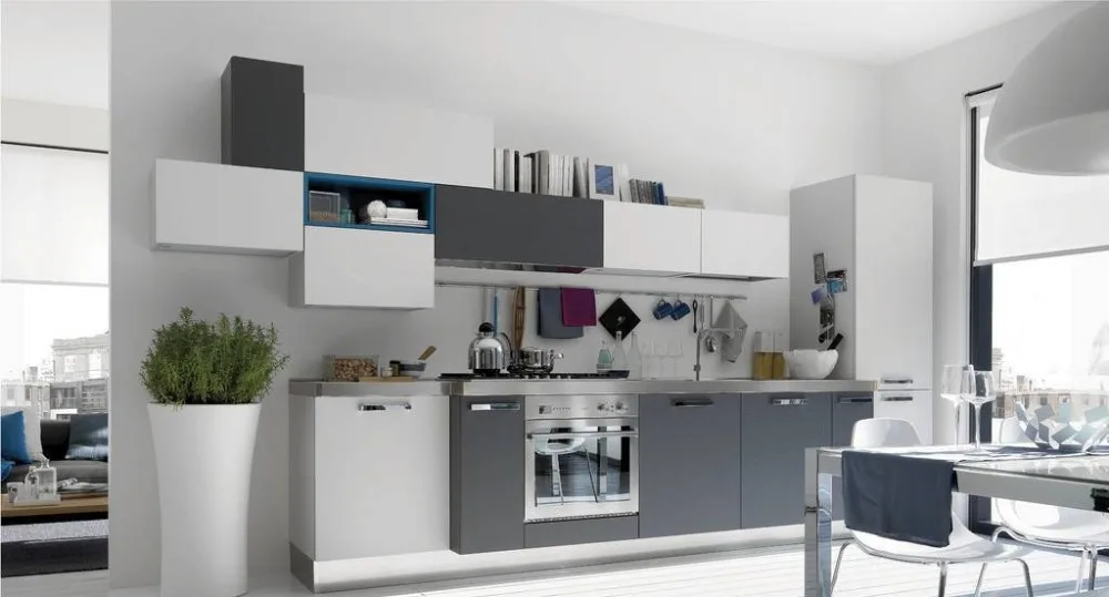 Серый глянцевый кухонный шкаф с плоским дизайном|kitchen cabinet sets|design kitchen cabinetkitchen |