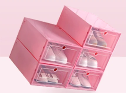Orange pink 6 шт./компл. шкаф для хранения коробка для обуви обувной шкаф Пластик утолщенной перевернуть обуви приемная коробка прозрачный прочный ящик с защитой от пыли - Цвет: Orange pink