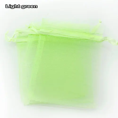 light green 100 шт./лот 5x7 7x9 9x12 см Упаковка из органзы для украшений сумки Свадебные украшения Рождественский подарок сумка-мешок 23 Цвета - Цвет: light green
