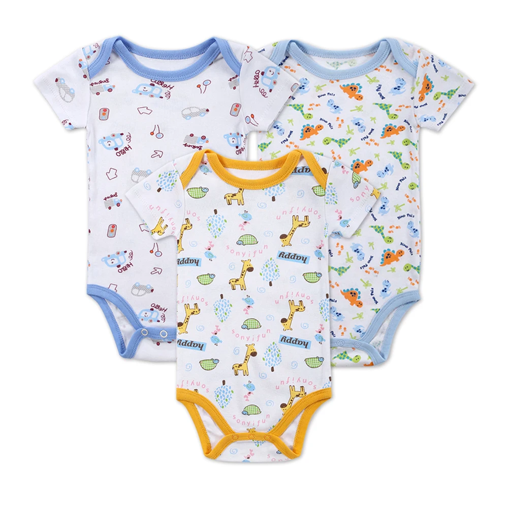 Мода 2016 года 100% хлопок Детские Боди Летняя одежда для малышей Рубашка с короткими