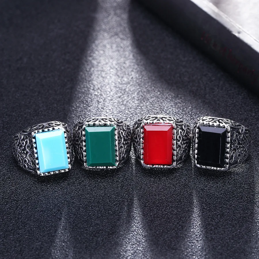 Boho античные серебряные мужские кольца перстни Роскошные готические драгоценные камни мужские персонализированные кольца для украшения для пальцев Figer Bague Homme