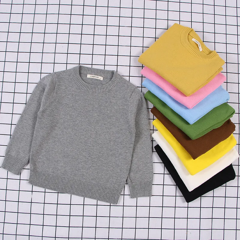new Autumn Kids Knitted Pullovers Cotton Baby Girls Boys Sweater Pure Color Korean Style Tops Children Clothing Unisex Sweaters | Мать и