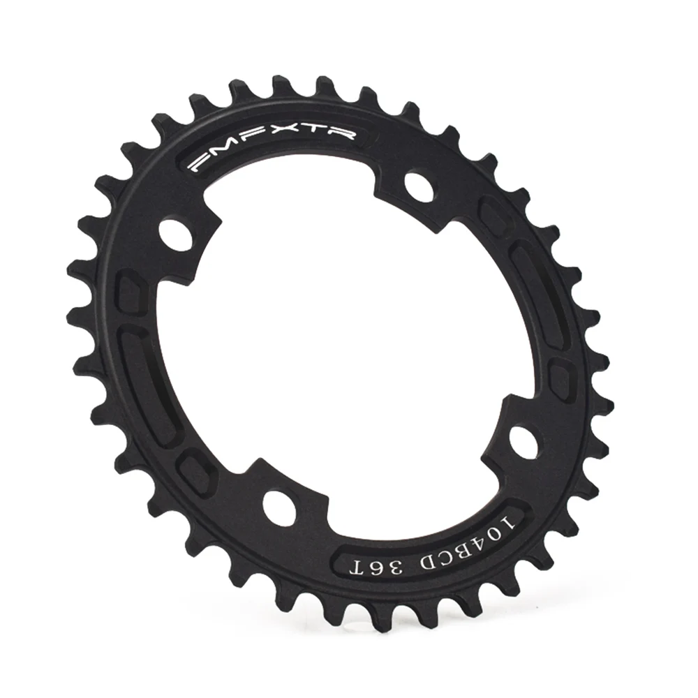 36T Black Фиет Кривошип 104BCD Ronde Vorm Smalle Brede 32 t/34 t/36 t/38 t MTB Kettingblad Fiets Kettingwiel fiets Cirkel Crankstel Enkele P - Цвет: 36T Black