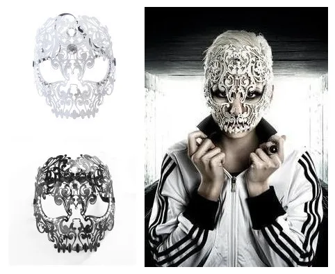 Skull Halloween Horror Laser Cut Metal Mask Party Masquerade Venetian Costume Ball mask With Clear Rhinestone | Тематическая одежда