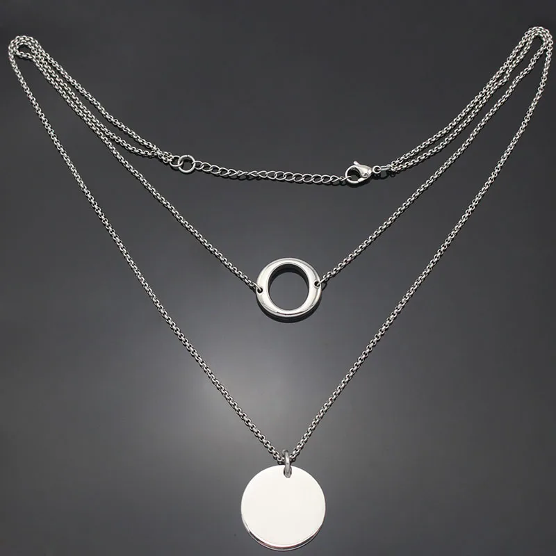 COUYA длинных цепочках многослойное ожерелье двойной круглый кулон max в форме