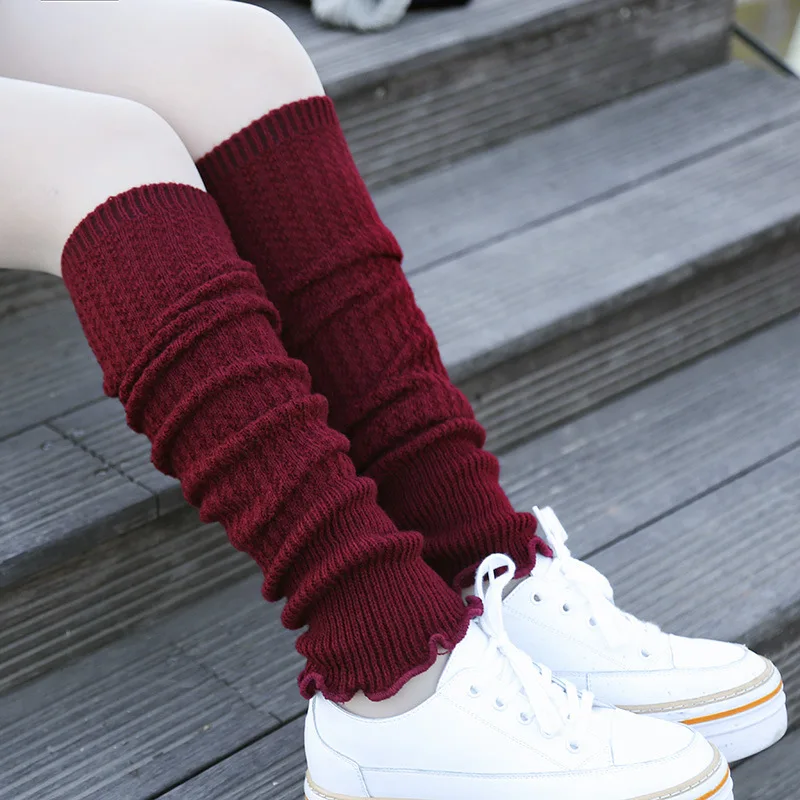 Winter Spring Elastic Leg Warmers Boot Socks Women Knitted Crochet Knit Knee Solid Long Warm High Cuffs Fashion Warmer | Женская одежда