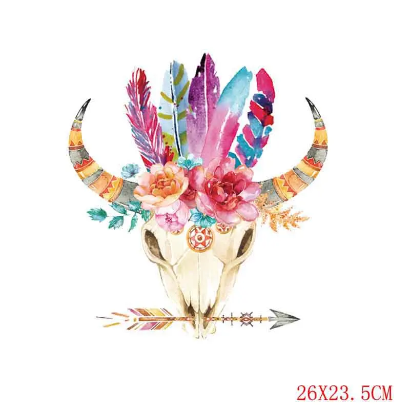 Nicediy красочные перья овечки черепа патчи железо на переноске для одежды