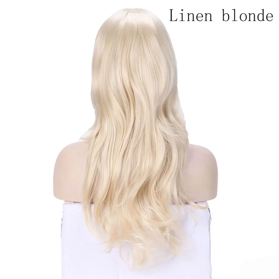 linen blonde SNOILITE женские длинные свободные волнистые косплей парик коричневый термостойкие волокна натуральные синтетические волосы на голову парик Омбре вечерние для женщин - Цвет: linen blonde