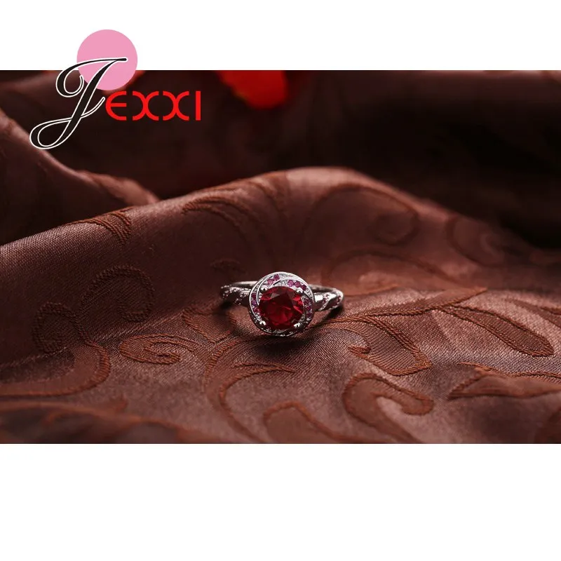 Bijoux аксессуары для пальцев женщин серебро 925 пробы Красный CZ Кристалл Камень