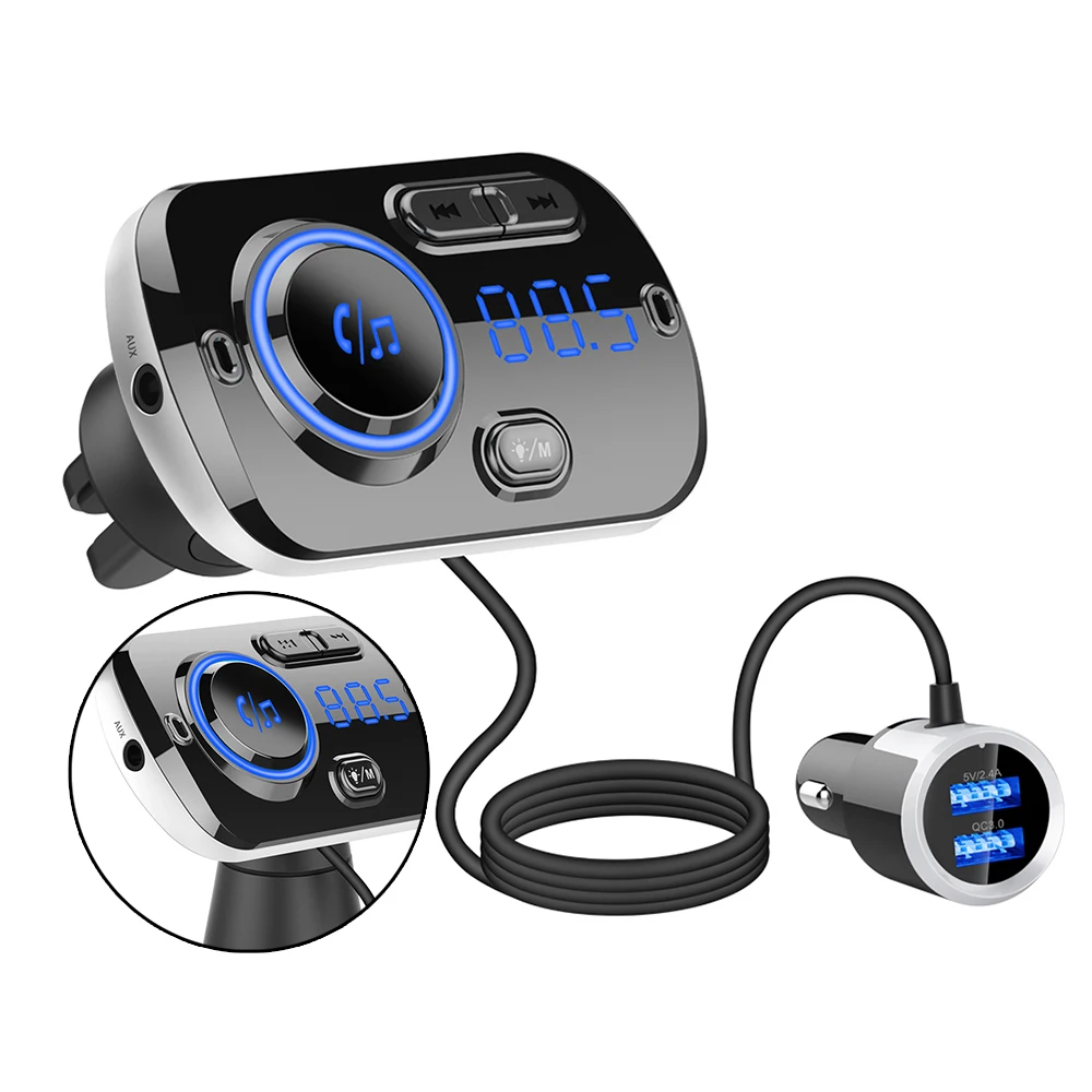 

FM-трансмиттер для автомобиля, MP3, Bluetooth, быстрая зарядка, Полная частота, точечная передача, беспроводное автомобильное зарядное устройство