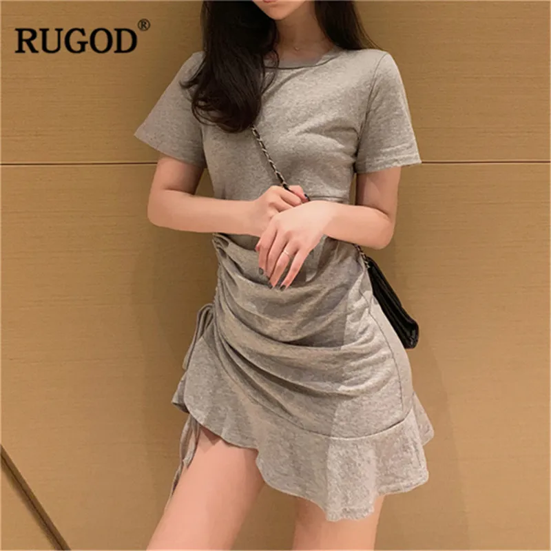 Женское Плиссированное мини-платье RUGOD однотонное милое платье с оборками по