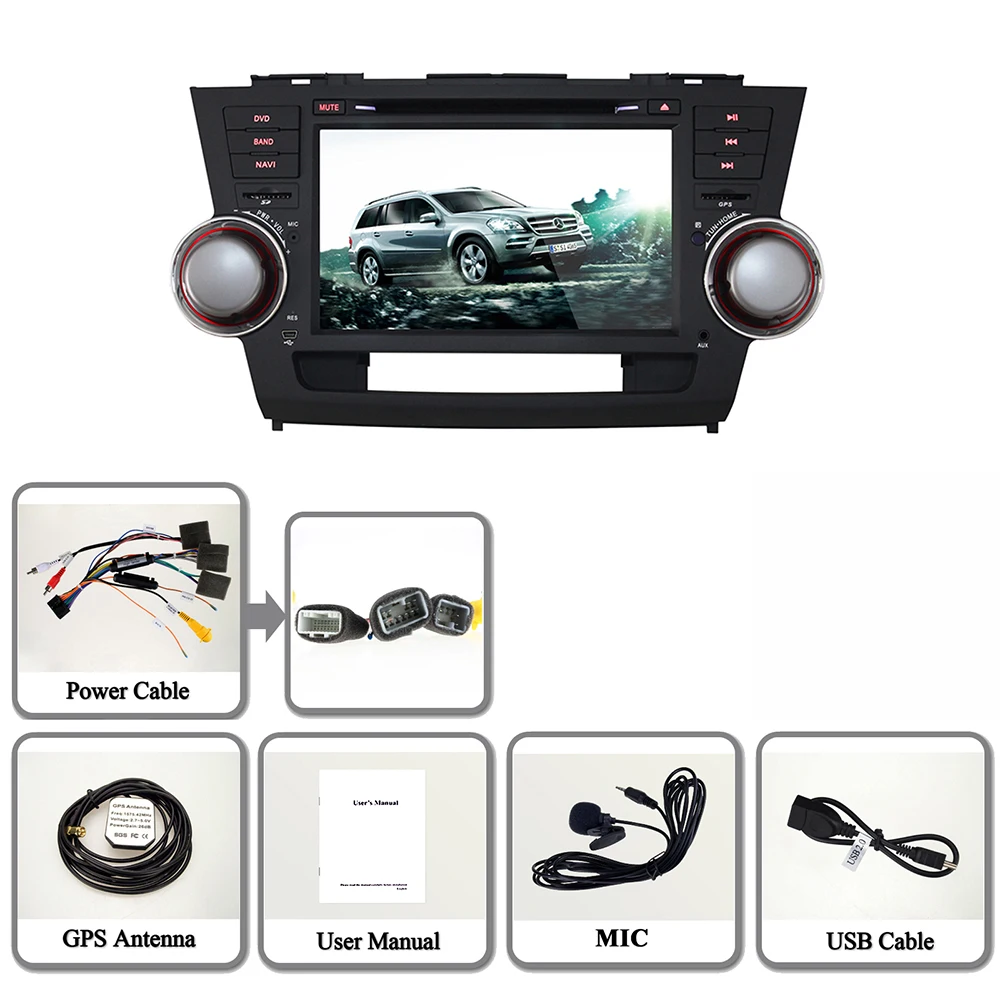 8 &quotHD Автомобильный dvd плеер GPS навигация Радио Аудио для Toyota Highlander емкостный