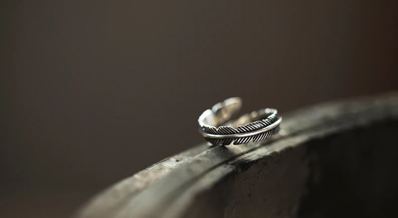 Женские винтажные кольца с перьями серебристые регулируемого размера 2017 |