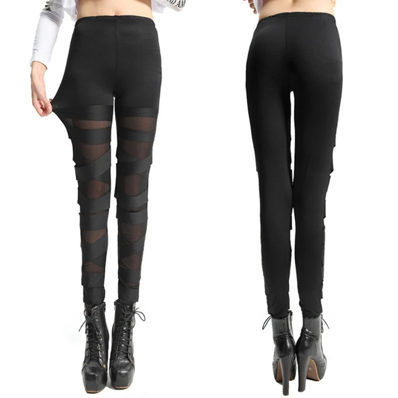 Женские сексуальные обтягивающие леггинсы из искусственной шелковая сетка