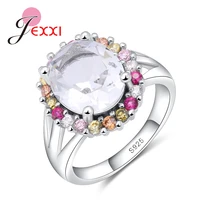 top end new unique 925 sterling silver rings around colorful cubic zirconia rings for beautiful fairy girl