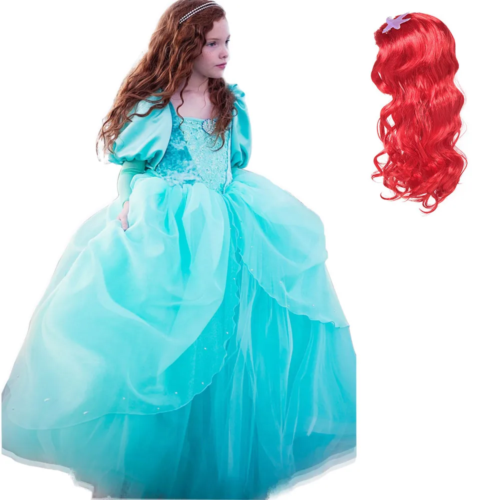 Dress Set3 Маскарадные платья принцессы Ариэль из фильма «русалочка» для девочек; Детский костюм для ролевых игр; детское длинное рождественское платье - Цвет: Dress Set3