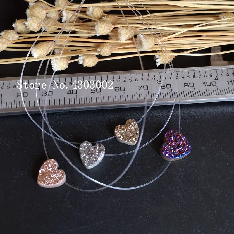 10 мм прозрачная нейлоновая цепь натуральное Хамса Druzy ожерелье для женщин