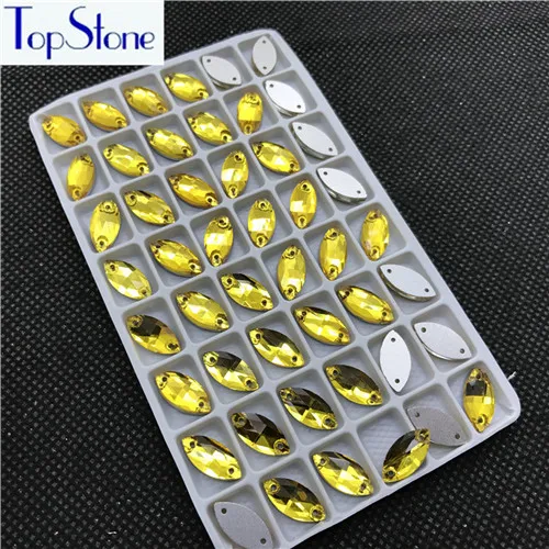 TopStone 6x12 мм 7x15 мм 9x18 мм Navette пришитые камни плоские стеклянные кристаллы 2 отверстия пришивные стразы в виде конского глаза для одежды