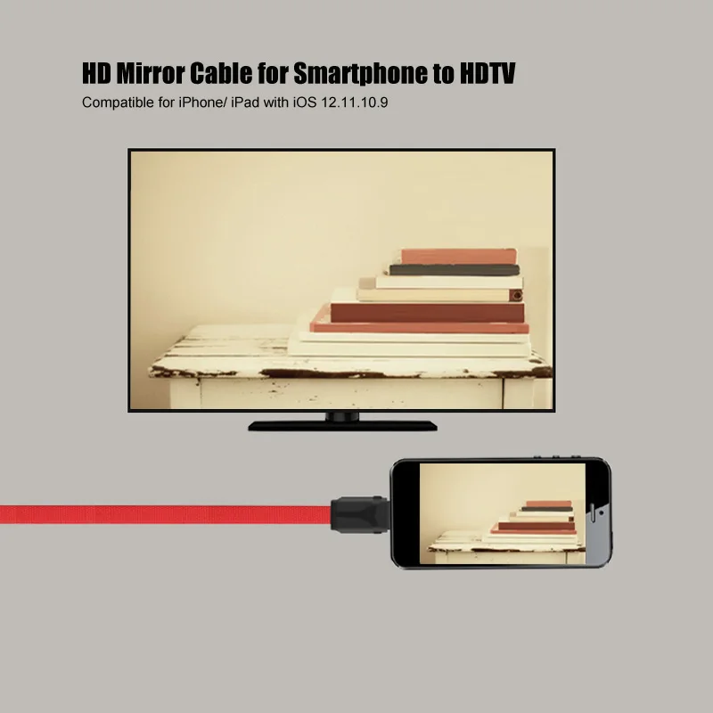 Нейлоновый Плетеный USB HDMI конвертер для Lightning к кабель iOS 11 10 9 iPhone X 8 7 6 iPad ТВ