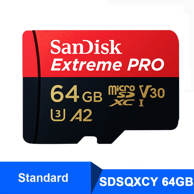 Sandisk extreme pro Micro SD карта скорость чтения до 170 МБ/с./с 64 Гб U3 V30 A2 флеш-карта памяти TF карта cartao de memoria 4K UHD microsd - Емкость: SDSQXCY-64G-Standard