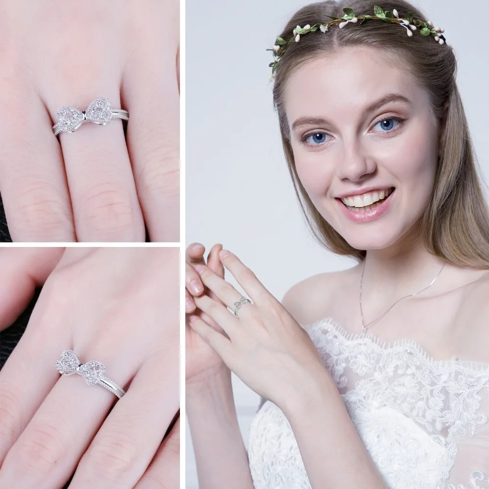 JewelryPalace стерлингового серебра 925 высокое качество Цирконий Игристые бантом Stackable Ring микро проложить кольца для Для женщин Подарки