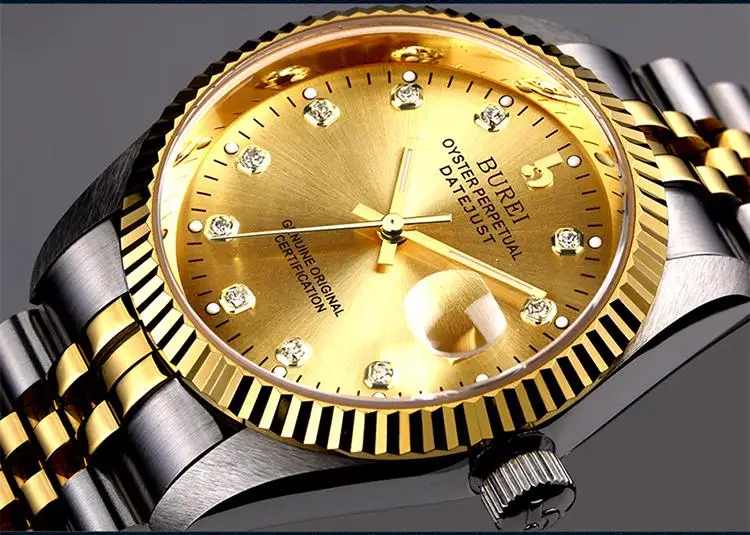 BUREI 5003 Switzerland часы мужские роскошные брендовые oyster perpetual datejust Miyota автоматические механические золотые relogio Masculino