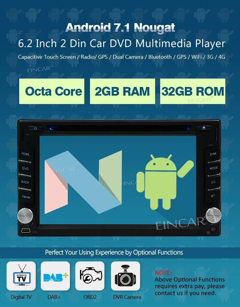 6 2 ''автомобильный dvd плеер Android 7 1 Восьмиядерный автомобильный стерео gps