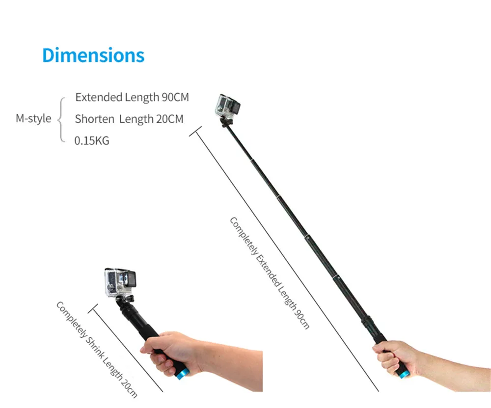 TELESIN Выдвижной алюминиевый сплав монопод штатив держатель телефона для GoPro SJCAM Xiaomi Yi экшн-камер